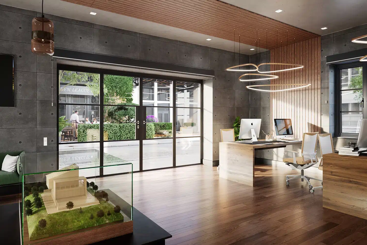 Origin aluminium bi-fold doors and windows in a contemporary architects studio