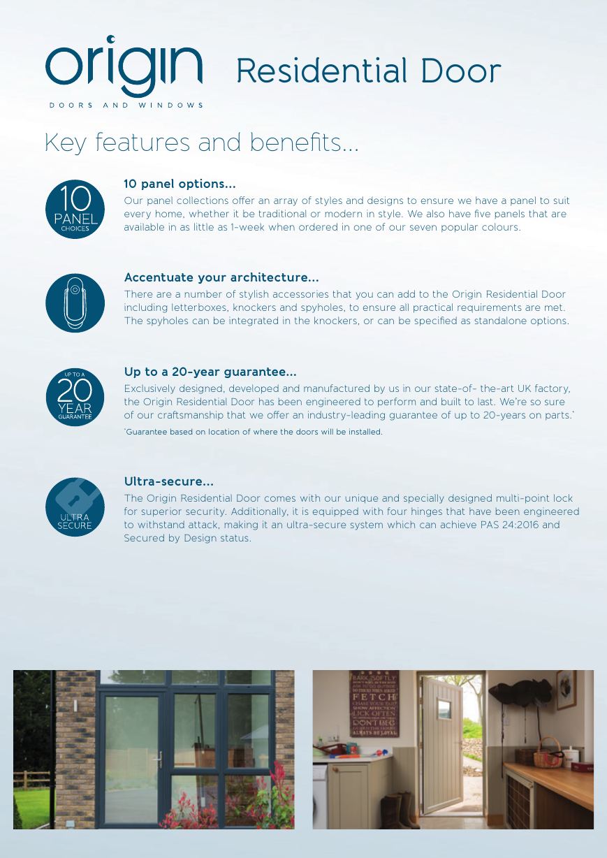 Residential Door - Features & Benefits front cover