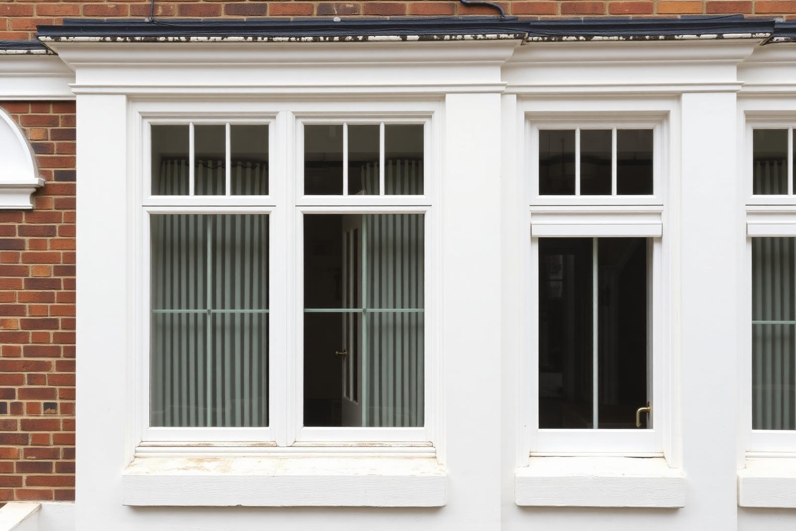 Detail of a sash window meeting rail and glazing bar